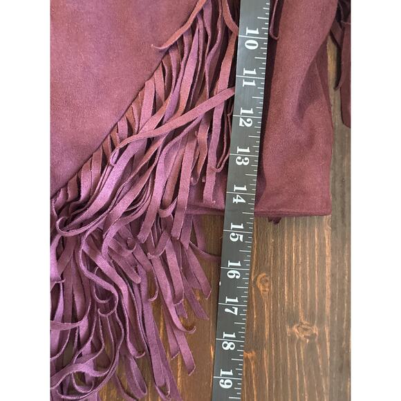 VTG Express Asymmetrical Fringe Mini Midi Skirt 4 Plum City Boho Country Western - Picture 10 of 12